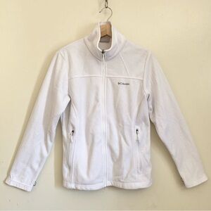 Columbia White Fleece Full Zip Long Sleeves Jacket Medium
